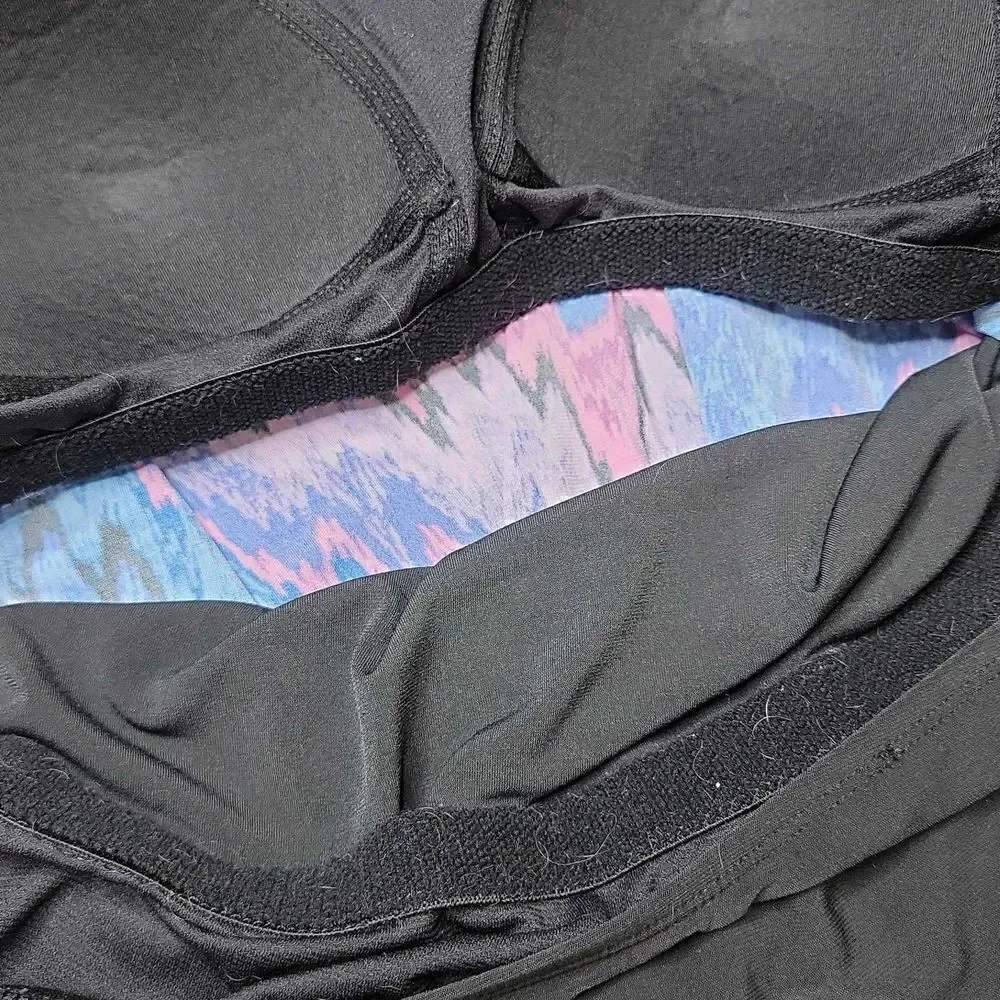 Aqua Green High Neck Angled Tankini Top Multicolor Size Large